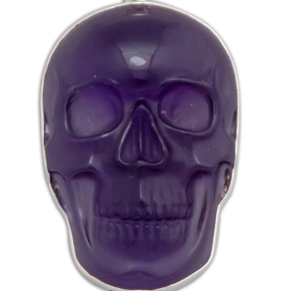 Charles Albert Sterling Silver Large Amethyst Skull Pendant
